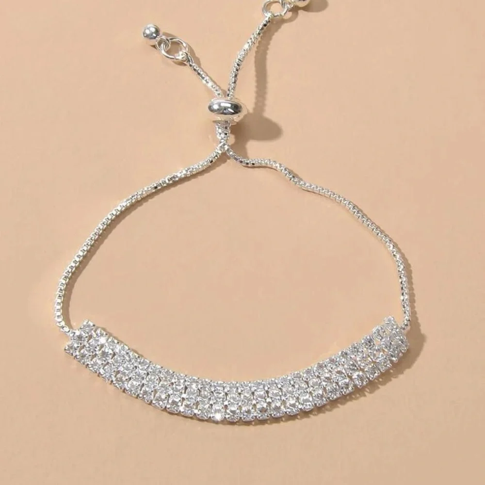 Luxurious Yellow Gold Rhinestone Adjustable Bracelet